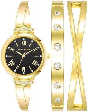 Anne Klein Women's Premium Crystal Accented Bangle Watch Set, AK/2245