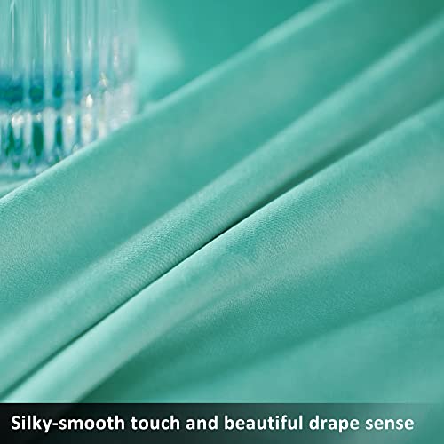 Snitie Aqua Green 63In Long Velvet Blackout Curtains With Grommet, Super Soft Thermal Insulated Noise Reducing Thick Velvet Drapes For Living Room And Bedroom, Set Of 2 Panels, 52 X 63 Inch Long #TOP3