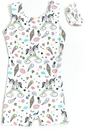 Destira Funtastic Unicorn Gymnastics Unitard for Girls, Soft Fabric Biketard Athletic Wear, Child Small (6x)