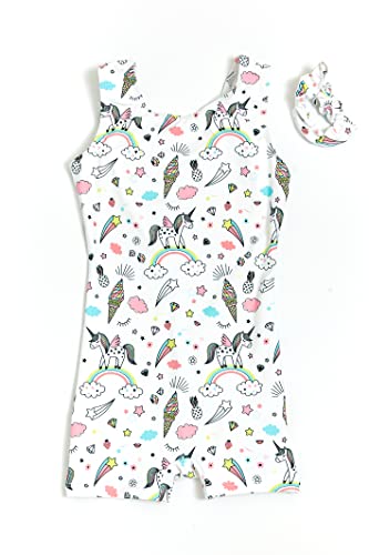 Destira Funtastic Unicorn Gymnastics Unitard For Girls, Soft Fabric Biketard Athletic Wear, Child Small (6X) #TOP4