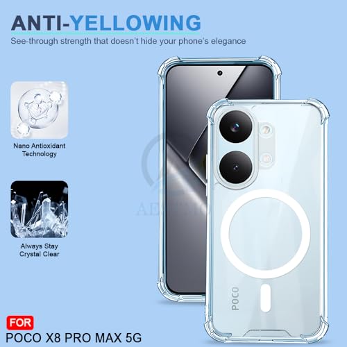 Image of AESTMO Clear Back Cover for Poco X8 Pro Max 5G | 360 Protection | Transparent Back Cover for Poco X8 Pro Max 5G (PC + TPU, Compatible with MagSafe Accessories, Transparent Bumper)