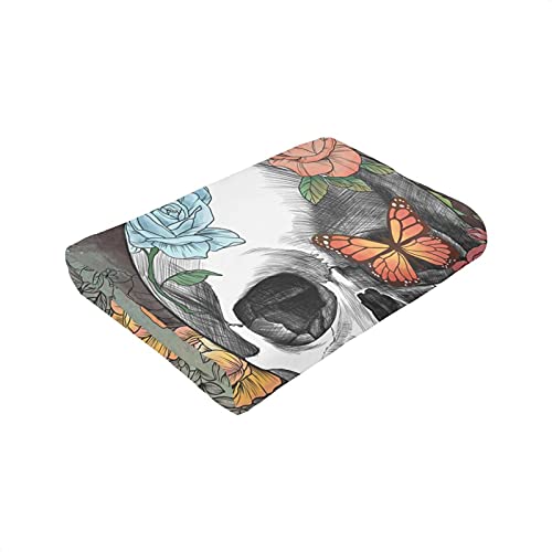 Majoug Flower Sugar Skull Throw Blanket Flannel Fleece Bed Blanket Cozy Air Conditioning Blanket Plush Blanket For Bedroom Living Sofa Car 50"X40" #TOP5