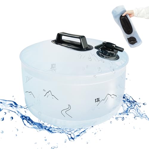 Deiris Tanica Acqua 13 L, Taniche Pieghevoli, Tanica con Rubinetto, Serbatoio Acqua Camper, Senza BPA, Ideale per Il Trasporto dell'Acqua per Escursionismo all'Aperto e Sopravvivenza