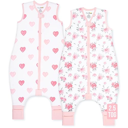 Mama Cheetah Toddler Sleep Sack with Feet, 6-18 Month, 2.5 TOG Organic Cotton Baby Sleeping Bag with Legs, Baby Wearable Blankets for Walkers w/ 2-Way Zipper, Baby Sleep Sack for Girls &amp; Boys, Small
