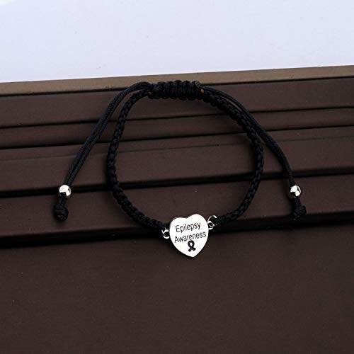 Image of CENWA Epilepsy Purple Ribbon Adjustable Bracelet Epilepsy Awareness Gift Purple Awareness Epilepsy Survivor Jewelry