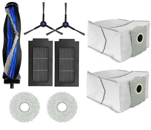 Image of HASTHIP 9Pcs Replacement Parts for Ecovacs T50 PRO Omni Vacuum Cleaner, Spare Accessories with 1 Main Roller Brush, 2 Side Brushes, 2 Filters, 2 Microfiber Mop Cloth & 2 Dust Bags