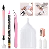 Furtherpretty 7PCS Rhinestone Picker Tool Kit, Refillable Wax Pencil with 2 Refills, Diamond Gem Picker Pen Applicator, Tweezers & Sorting Tray for Nail Art, Nail Charms & DIY Manicure Supplies