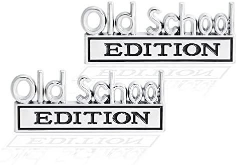 2 Pcs Old School Edition Emblem 3D Metal Badge Decal Sticker Fit for Universal Car Truck SUV Side Rear Front Hood Trunk Door (Silver Black) image 5