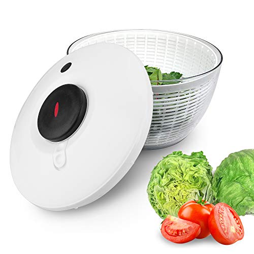 Salad Spinner, ENLOY Large 6.2 Quart Fruits and Vegetables Washer, One-Hand Pump Operation Dryer with Bowl, Compact Storage Strainer Perfect for Washing & Drying Leafy Vegetables