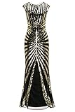 Metme Women's 1920s Vintage Sequin Long Flapper Gatsby Dress for Party (XS, Black)