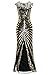 Metme Women's 1920s Vintage Sequin Long Flapper Gatsby Dress for Party (XS, Black)