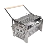 Alomejor Rotierender Barbecue-Grill, Tragbar, Umklappbarer Grill aus Edelstahl für 2–4 Personen, Camping, Picknick, Outdoor, 39,9 X 27,9 Cm