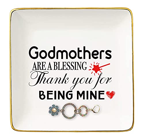 Topthink Mothers Day Gift for Godmother-Godmom Gifts-Baby Keepsake Shower-Baptism Birthday Christmas Presents-Jewelry Tray,Trinket Holder,Ring Dish-Godmothers Are A Blessing