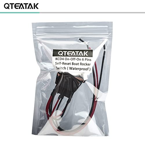 Qteatak Dc 12V 10A 6 Pin 3 Position (On)-Off-(On) Ac 110V-220V Waterproof Momentary Polarity Reverse Switch Motor Control Black Boat Rocker Toggle Switch With Wire Kcd4-223-Qt #TOP5