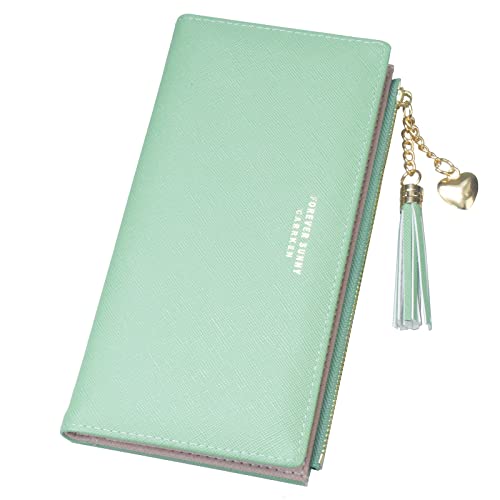 Image of Valentoria Womens Wallet Cute Elegant Long Slim Card Holder Case Minimalist Coin Purse Thin Tassels Zip Clutch Wallets for Girls Ladies | Cute