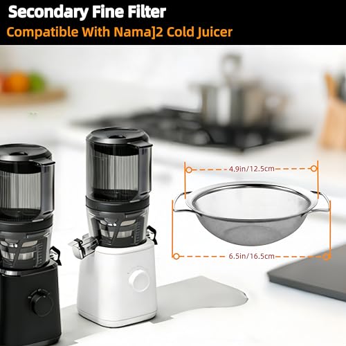 Juice Strainer for Nama J2,Suitable for Nama J2 Cold Press Juicer's Secondary Strainer for Pulp Removal,Improve Juice Clarity Smoothness,Bilateral handles-304 Stainless Steel