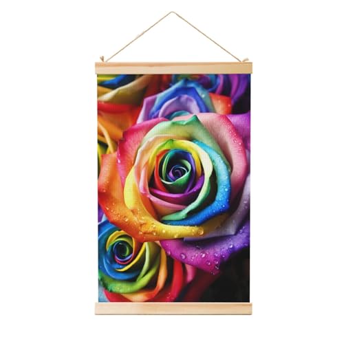 Bannière murale arc-en-ciel rose en bois pour douceur intérieure
