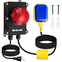 منبه مضخة Sump ، منبه Sekelo للمياه العالية مع مفتاح عائم من المستوى 10 قدم ، منبه عالي الصوت 110dB ومؤشر LED عالي السطوع ، IP67 للاستخدام الداخلي / الخارجي ، مثالي لخزان المضخات الإنتانية