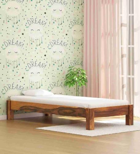 Image of AADITYA WOODS Solid Sheesham Wood Single Bed Cot Without Storage | Single Size Bed for Bedroom | Multipurpose Use Bed- Honey Teak 7