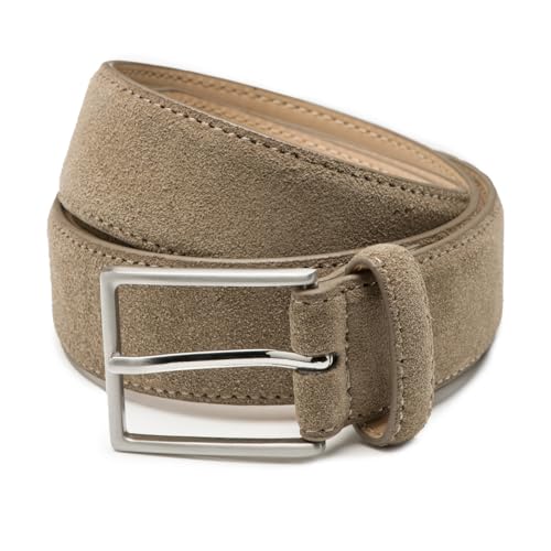 Riemen & Co Herrengürtel Bobby - Wildleder - Taupe - Breite: 3,5 cm - 105 cm