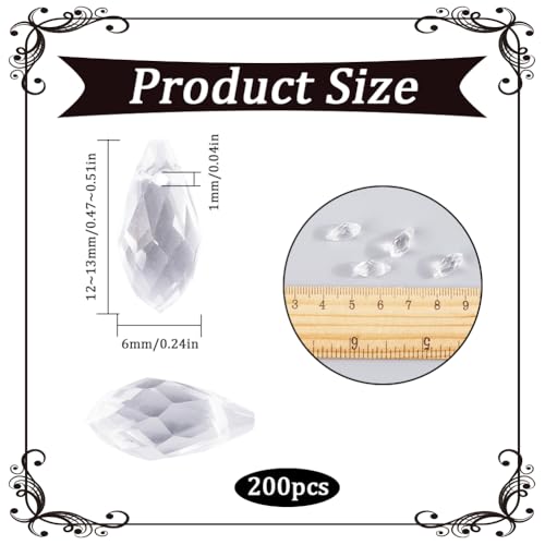 SOFPLATE 1 Box 200Pcs 6x12mm Teardrop Crystal Bead Suncatcher Glass Beads Tear Drop Transparent Clear Chandelier Top Drilled Faceted Spacer Loose Bead for Jewellery Making Earring Chandelier DIY Craft - Image 2