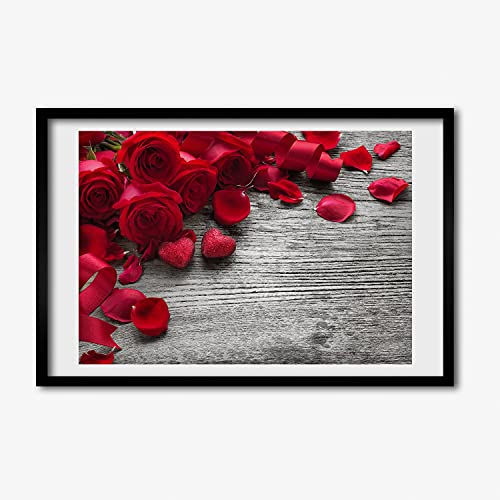 Mur vide et terne ? Découvrez le grand cadre photo Tulup 60x40 cm avec motif de roses rouges en bois