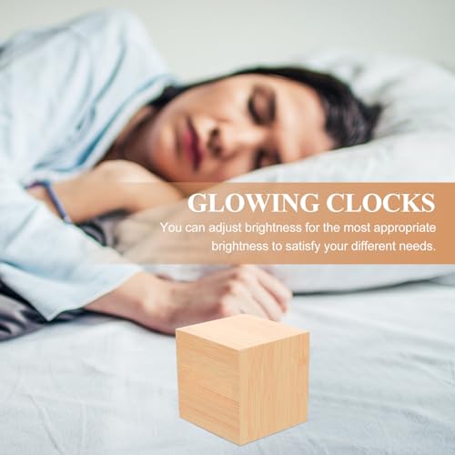 Reloj despertador digital LED madera con termómetro y cable USB para dormitorio 5