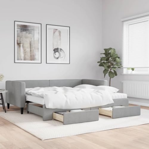 Genérico Sofá Cama Nido con cajones Tela Gris Claro 90x190 cm,Camas y Accesorios,Camas y somieres-3196642