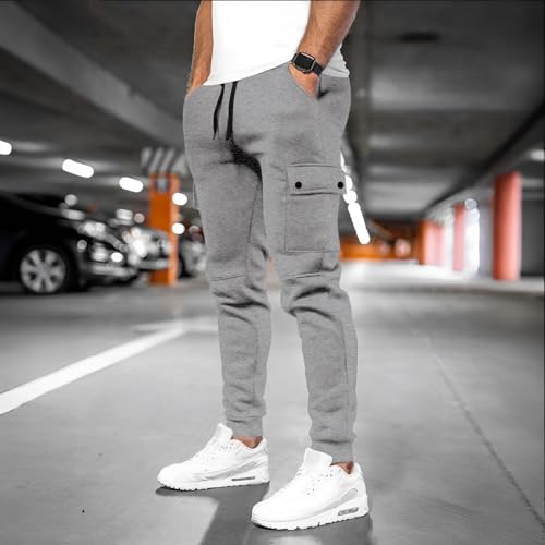 Men's Tapered Cargo Sweatpant Casual Elastic Waist Workout Gym Joggers Sweat Pants with Pockets, M-3XL2