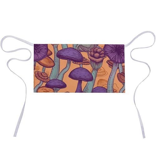 DJUETRUI Hippie Art Mushrooms Adjustable for Women Men with Pockets Extra Long Lab Apron Butcher Apron Oxford Cloth Cotton Apron for Kitchen Cooking Baking