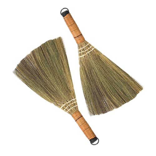 AUTSUPPL 2個 手作り木製小型卓上ほうき 軽量コンパクトで実用的な家用清掃道具 掃除しやすい 素材使用