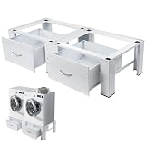 2-Fach Untergestell mit Schublade für Waschmaschinen, 126X54X32 cm, 300kg