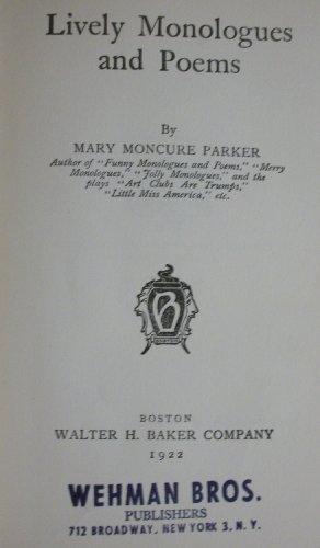 Lively Monologues and Poems B0006EO3EO Book Cover