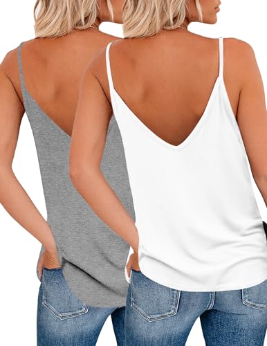 Zeagoo Womens 2 Pack V Neck Camisole Tank Top Strap Sleeveless T Shirt Casual Loose Summer Cami Blouse 2026 — view 2