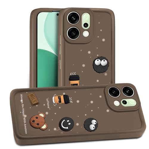 Image of AESTMO Back Case Cover for Oppo Reno 14 5G Cover | Cute Fun Cartoon 3D Ball | Coffee Silicone Case | Full Body Protection | Camera Protection Back Oppo Reno 14 5G (Brown)