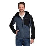 Reebok Mens Full Zip Hooded Sweater Fleece Jacket, Mineral Blue, L