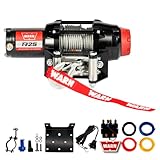 Warn R25 Wire Rope Winch – 2,500 lb Pulling Capacity, Equipped with 50’ of 3/16” Steel Rope & Remote-Mounted Rocker Switch - Roller Fairlead for ATV, UTV, Side by Side, and SXS Recovery & Towing