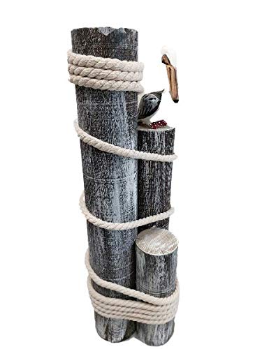 Drh Ocean’s Perch Pelican On Wood Piling Garden Bird Decor - 30“ Coastal Decor - Pelicans Bird Statue - Beach Decor Fisherman’s Rope On 3 Wooden Stumps - Nautical Decoration For Any Home Office #TOP3