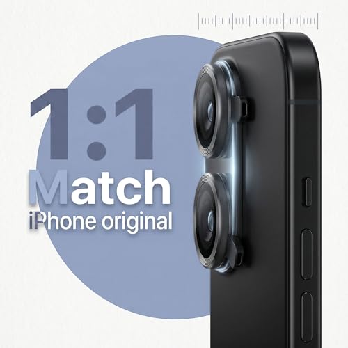 Image of amazon basics Camera Glass Lens Protector Ring for iPhone 17 Case Friendly with Edge to Edge Coverage and Easy Installation (Black)