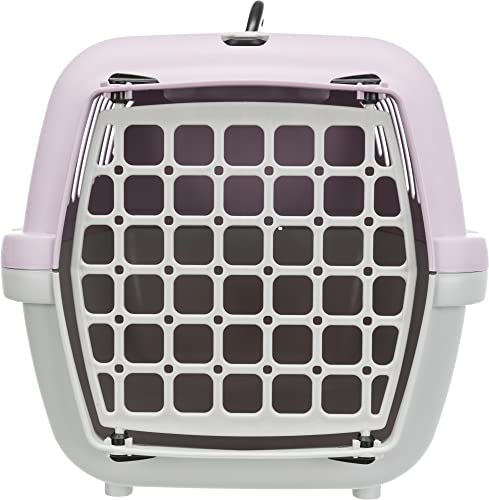 Image of Trixie: - Capri 2 Pet Carrier | Made with Biodegradable Plastic, Perfect for Cats, Dogs, Rabbits and Other Small Animals | Can Hold Upto 8 Kg - 22 x 15 x 13 inch, Light Grey /Light Lilac