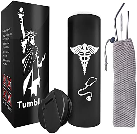 GreenNatureTech Vacuum Insulated Tumbler with Straw and Flip Lid Nurse Graduation Gifts for Doctors Medical Assistants Mug Cup 15oz (For Nurses)