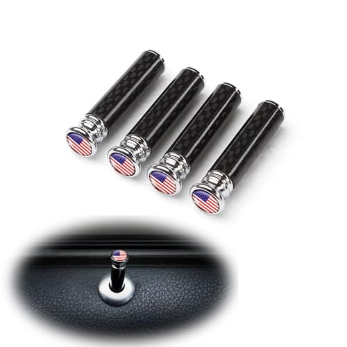 ZKFAR 4 PCS American Flag Car Modification Door Lock Knob, Carbon Fiber Metal Vehicle Door Lock Knob Pull Pin Cover, Universal Automotive Door Handle Accessories for SUV Truck Van (Multicolored)