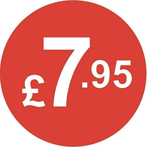 Pack of 500-20mm Price Stickers - Choose from 10p to £95 - Bright Red - Many Prices to Choose from (£7.95 - Red)