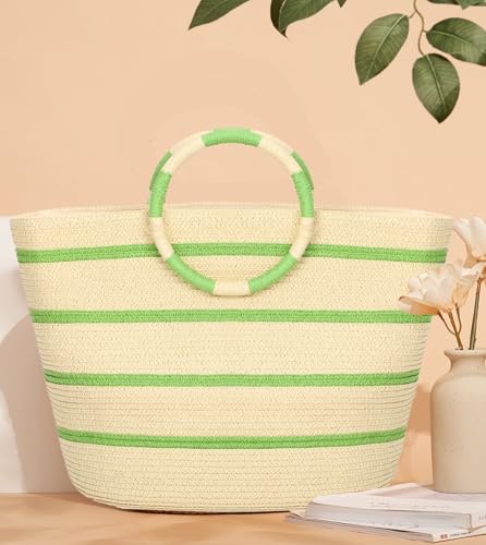 Tofuntoy Straw Bag For Women Straw Beach Tote Bag Handmade Woven Straw Tote Bag Large Shoulder Bag Womens Handbag For Beach Holiday Vacation thumb #2