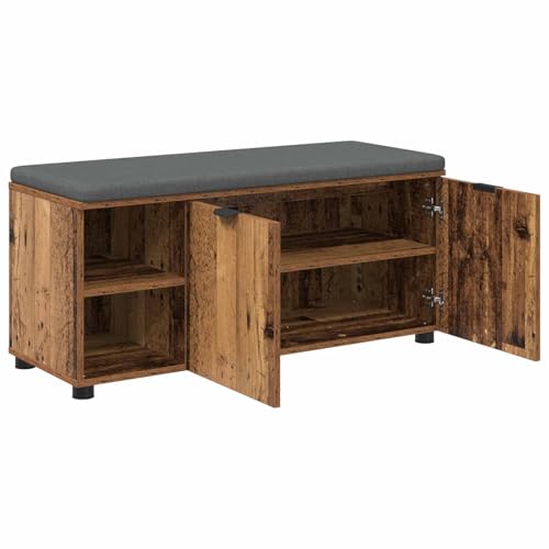 Banc de couloir avec coussin 100x38x46 cm en bois et étagère