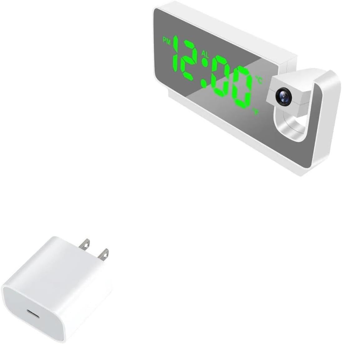 BoxWave Charger Compatible with OnLyee Projection Alarm Clock CR1024 - PD GAN miniCube (30W), 30W Tiny PD GAN Type-C Wall Charger - Winter White
