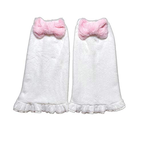 BZB Women s Kawaii Pink Bow Leg Warmer Socks Lolita Harajuku Fuzzy Fluffy Plush Cartoon Cosplay Foot Warm Socks For Girls
