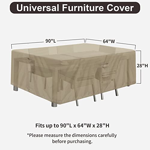 Purefit Patio Furniture Covers, Outdoor Table Furniture Cover Waterproof Rectangle, Patio Sectional Couch Set Cover For Deck, Lawn And Backyard, Uv Resistant, 90"L X 64"W X 28"H, Camel #TOP1