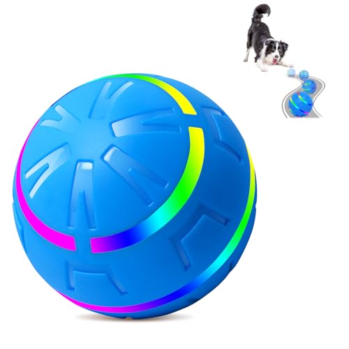 Lemuluxe Interactive Dog Toy Ball, Pet Ball with LED Lights, Motion Activated Automatic Rolling Ball Toys for Small, Medium Dogs, USB Rechargeable, Blue