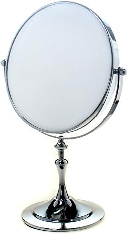 TUKA Freestanding Cosmetic Mirror 10x Zoom, 8 inch Make Up Mirror Pedestal Table Mirror for Bathroom Bedroom, Shaving Mirror Cosmetic Vanity Mirror Double Sided Chrome, x10 Magnification TKD3105-10x